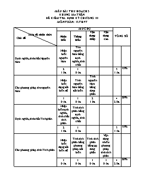Đề kiểm tra định kỳ chương III môn Toan 12 THPT